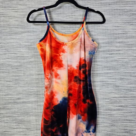 Roma Concept Jumpsuit XL Colorful Tie-dye Velvet Velour Stretchy Hippie Rainbow - Picture 12 of 15